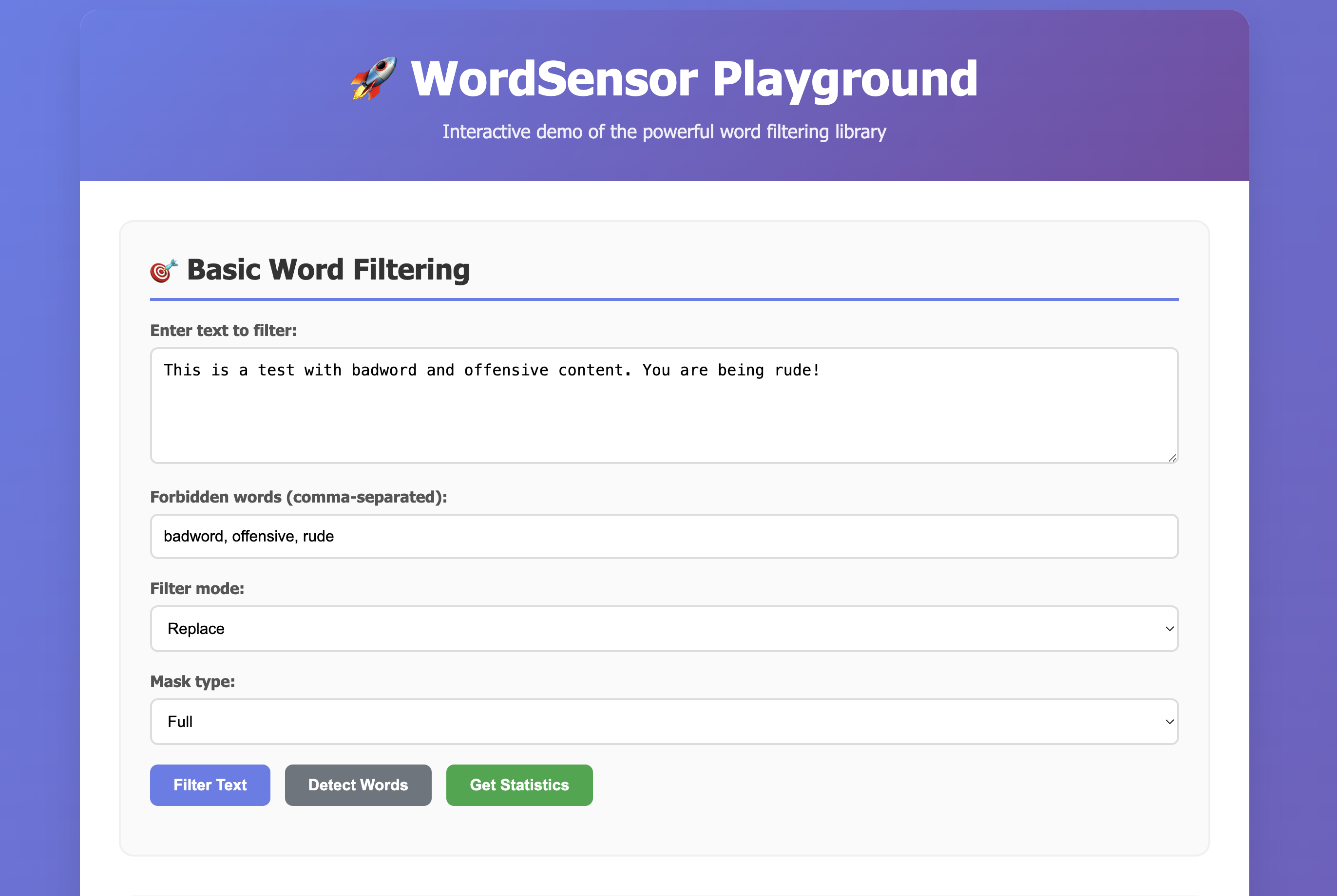 WordSensor Playground